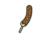 チョコバナナ串のアイコン（線画カラー）の無料イラスト
