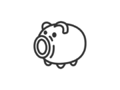 豚の、蚊取り線香入れのアイコン（線画）の無料イラスト
