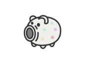 豚の、蚊取り線香入れのアイコン（線画カラー）の無料イラスト