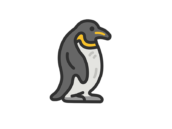 ペンギンのアイコン（線画カラー）の無料イラスト
