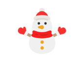 サンタクロースの衣装を着た、雪だるまのアイコンの無料イラスト