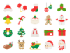 いろいろな、クリスマスのドット絵の無料イラストセット