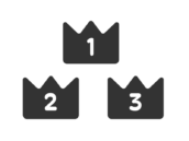 王冠のランキングのシルエットアイコンの無料イラスト