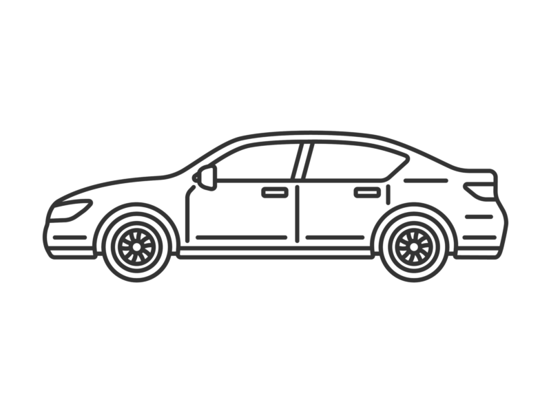 横から見た、セダン自動車（線画）の無料イラスト | 無料・商用可のフリーイラスト素材｜イラストセンター