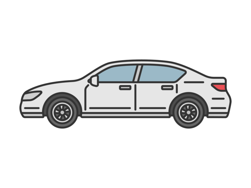 横から見た、セダン自動車（線画カラー）の無料イラスト | 無料・商用可のフリーイラスト素材｜イラストセンター