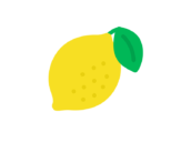 葉のついた、レモンのアイコンの無料イラスト