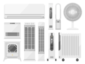 いろいろな、暖房器具の家電の無料イラストセット