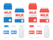 牛乳パックと牛乳瓶の無料イラストセット