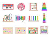 いろいろな、知育玩具の無料イラストセット