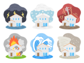 いろいろな、住宅災害の無料イラストセット