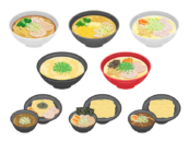 いろいろな、ラーメンの無料イラストセット