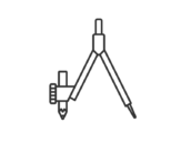製図用コンパスのアイコン（線画）の無料イラスト
