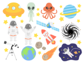 いろいろな、宇宙関連の無料イラストセット