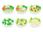 いろいろな、サラダの無料イラストセット