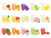 いろいろな種類の、フルーツスムージーの無料イラストセット