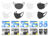 白と黒のマスクの無料イラストセット