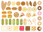 いろいろな種類の、パンの無料イラストセット