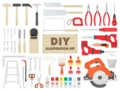 いろいろな、DIY工具の無料イラストセット