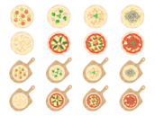 いろいろな種類の、ピザの無料イラストセット
