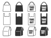 いろいろな、ショップ袋の無料イラストセット