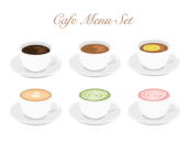 いろいろな、カップに入った、カフェドリンクの無料イラストセット