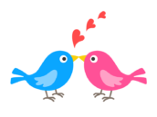 キスをする、小鳥のカップルの無料イラスト
