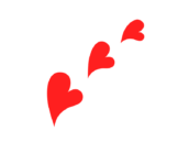 赤色の3連ハートの無料イラスト