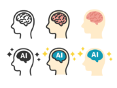 横顔と脳と人工知能（AI）のアイコンの無料イラストセット