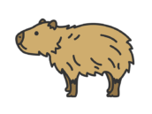 カピバラ（線画カラー）の無料イラスト