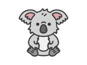 コアラ（線画カラー）の無料イラスト