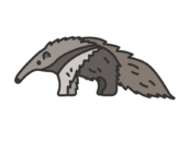 アリクイ（線画カラー）の無料イラスト