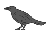 カラス（線画カラー）の無料イラスト