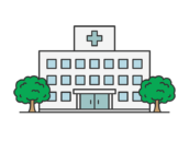 病院の外観（線画カラー）の無料イラスト