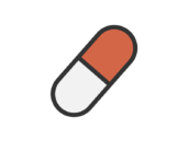 カプセル錠剤のアイコン（線画カラー）の無料イラスト
