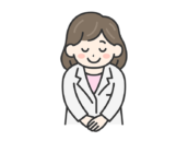 お辞儀をする、女性医師（線画カラー）の無料イラスト