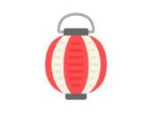 お祭りの紅白提灯のアイコンの無料イラスト