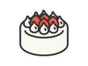 ホールケーキのアイコン（線画カラー）の無料イラスト