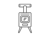 焚き火ストーブのアイコン（線画）の無料イラスト
