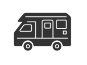 キャンピングカーのシルエットの無料イラスト