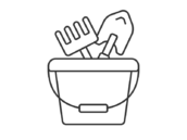 砂場セット（線画）の無料イラスト