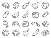 お惣菜のアイコン（線画）の無料イラストセット