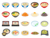 いろいろな、麺料理の無料イラストセット