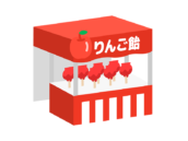 りんご飴の、お祭り屋台の無料イラスト