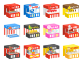 いろいろな種類の、お祭り屋台の無料イラストセット