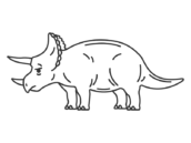 恐竜のトリケラトプス（線画）の無料イラスト