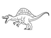 恐竜のスピノサウルス（線画）の無料イラスト