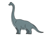 恐竜のブラキオサウルス（線画カラー）の無料イラスト