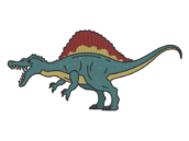 恐竜のスピノサウルス（線画カラー）の無料イラスト