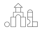 木製の積み木（線画）の無料イラスト