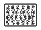 アルファベットの木製パズルの玩具（線画）の無料イラスト